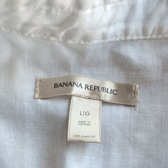 Banana Republic White 💯 Linen Flounce Dress Size L - Picture 2 of 12